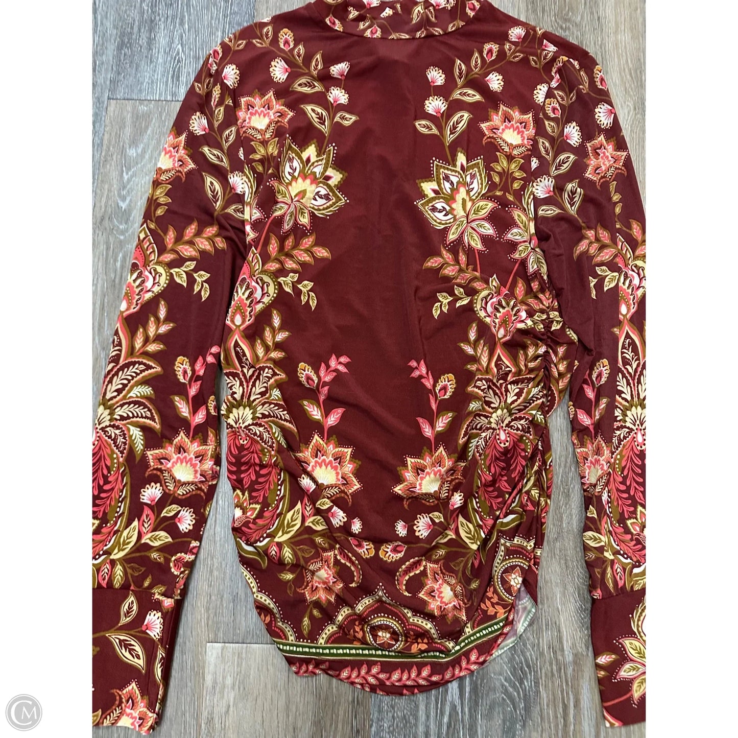 Top Long Sleeve By Farm Rio In Floral Print, Size: L
