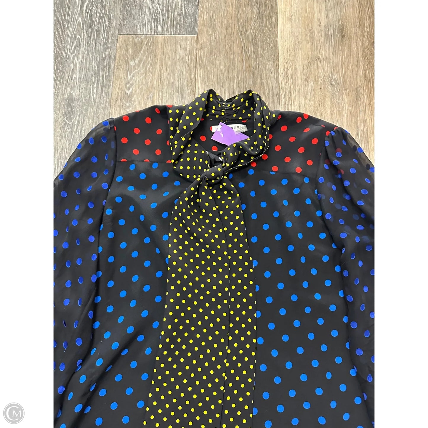 Blouse Designer By Alice + Olivia In Polkadot Pattern, Size: L