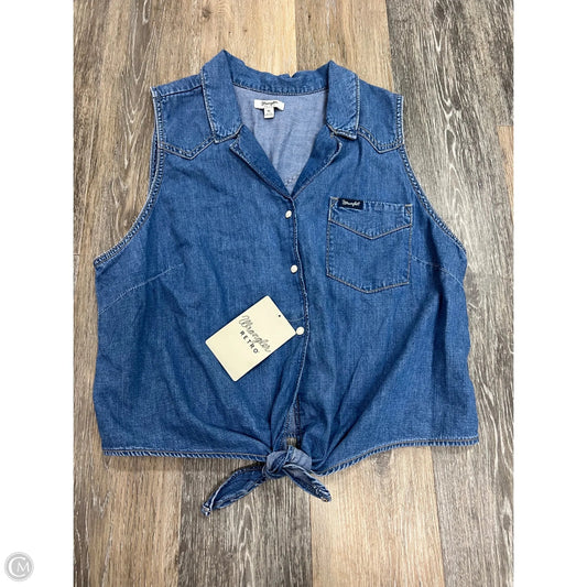 Top Sleeveless By Wrangler In Blue Denim, Size: Xl