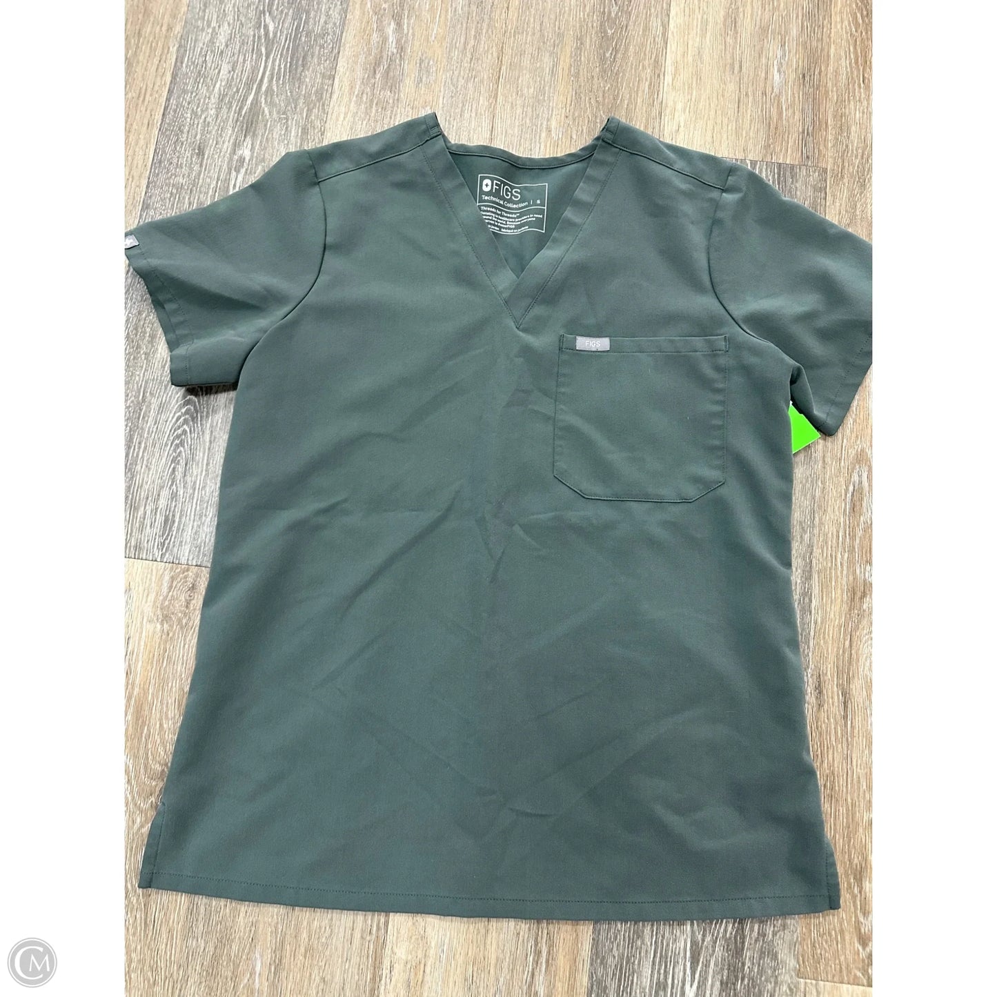 Scrub Top Short Sleeve By Figs In Green, Size: S