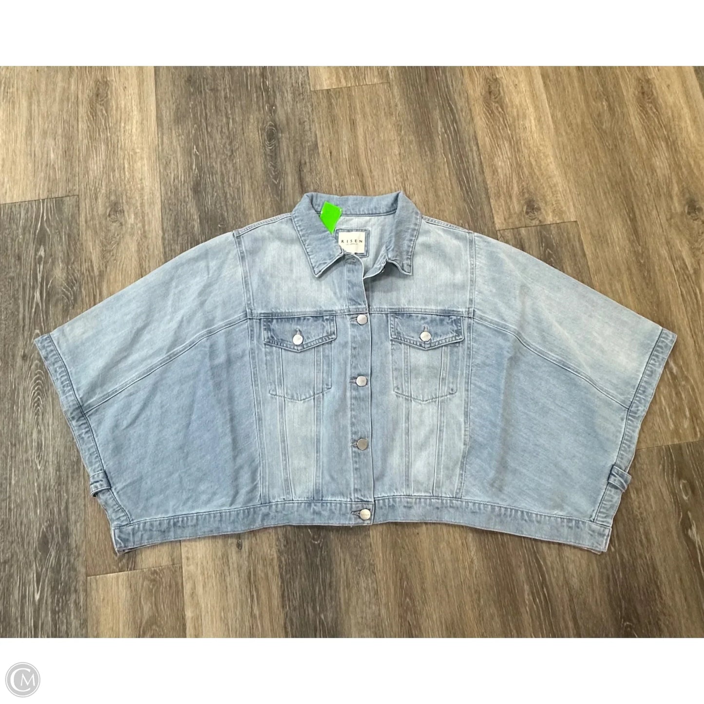 Top Short Sleeve By Risen In Blue Denim, Size: L