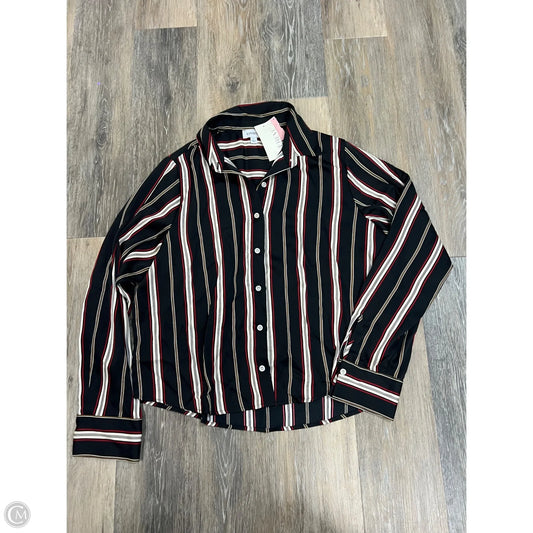 Blouse Long Sleeve By Evereve In Striped Pattern, Size: L