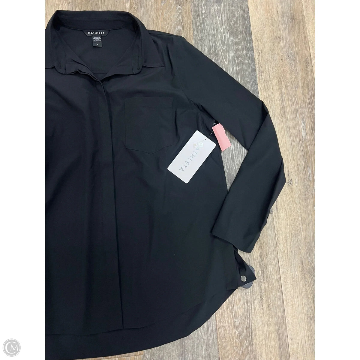 Blouse Long Sleeve By Athleta In Black, Size: M
