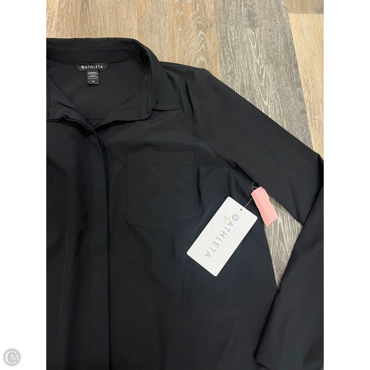 Blouse Long Sleeve By Athleta In Black, Size: M