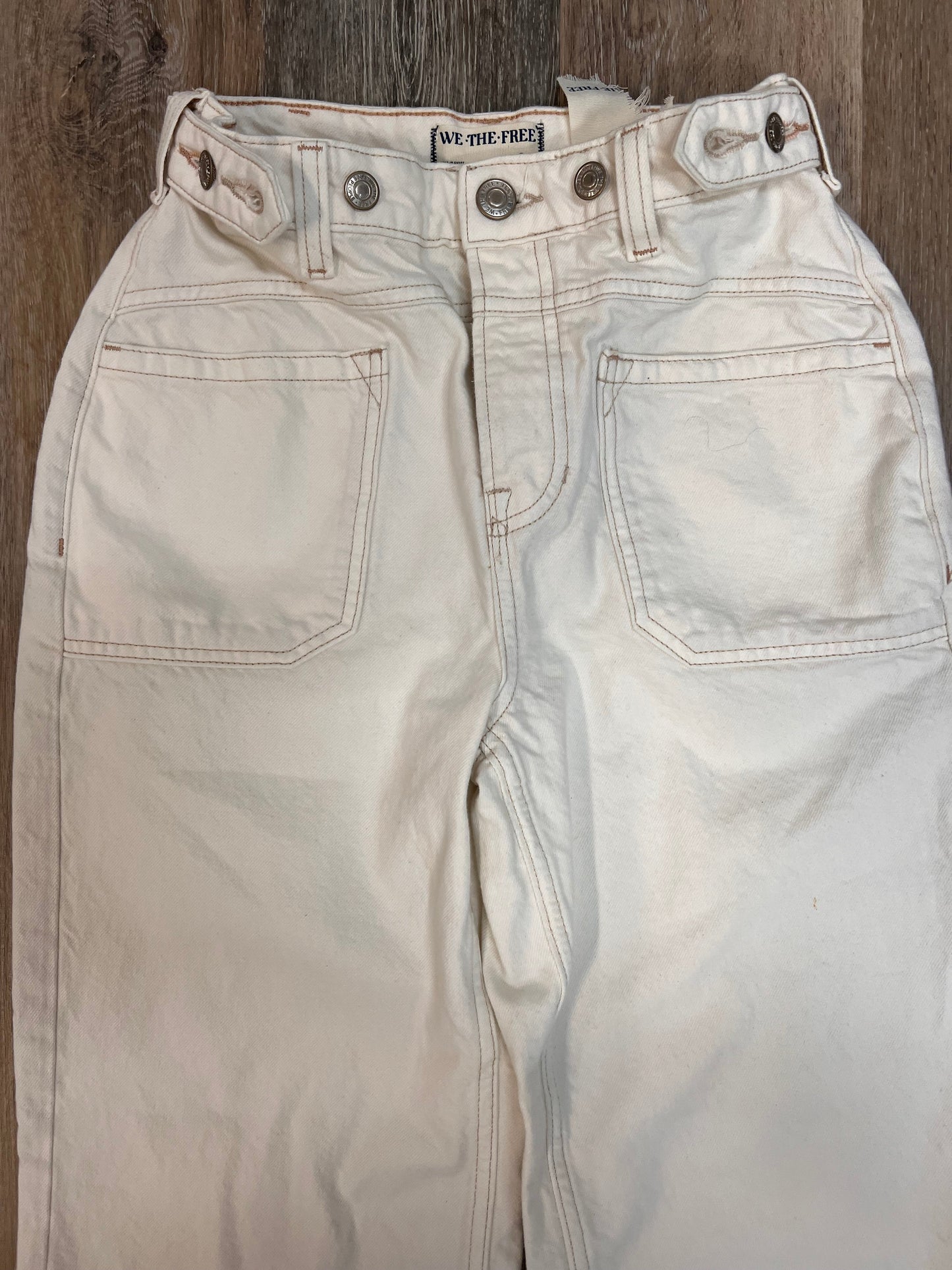 Jeans Straight By We The Free In White Denim, Size: 2/26