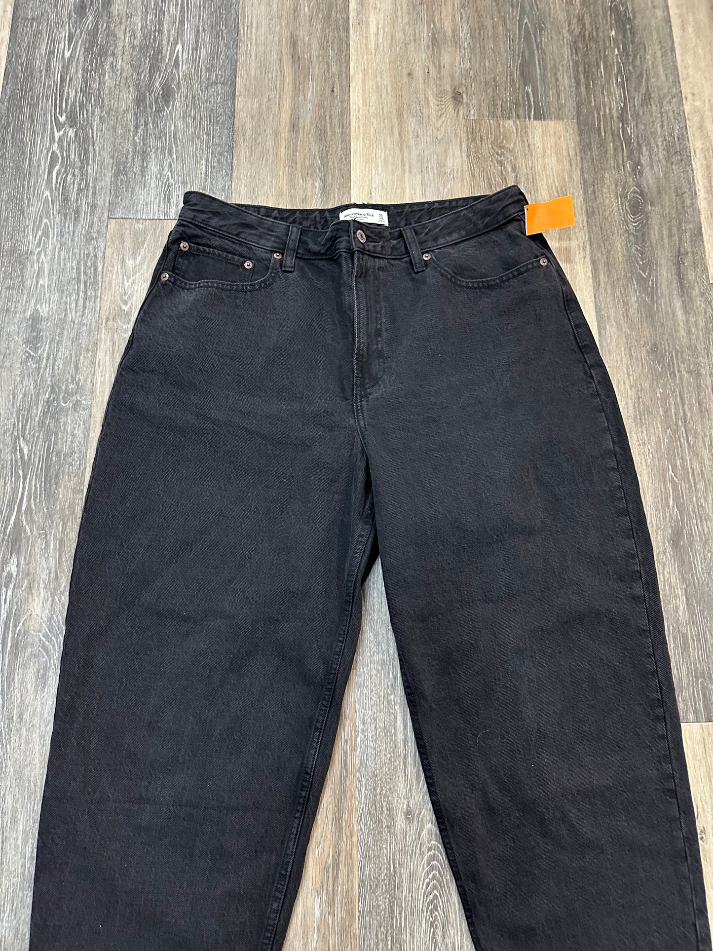 Jeans Straight By Abercrombie And Fitch In Black Denim, Size: 14 Short