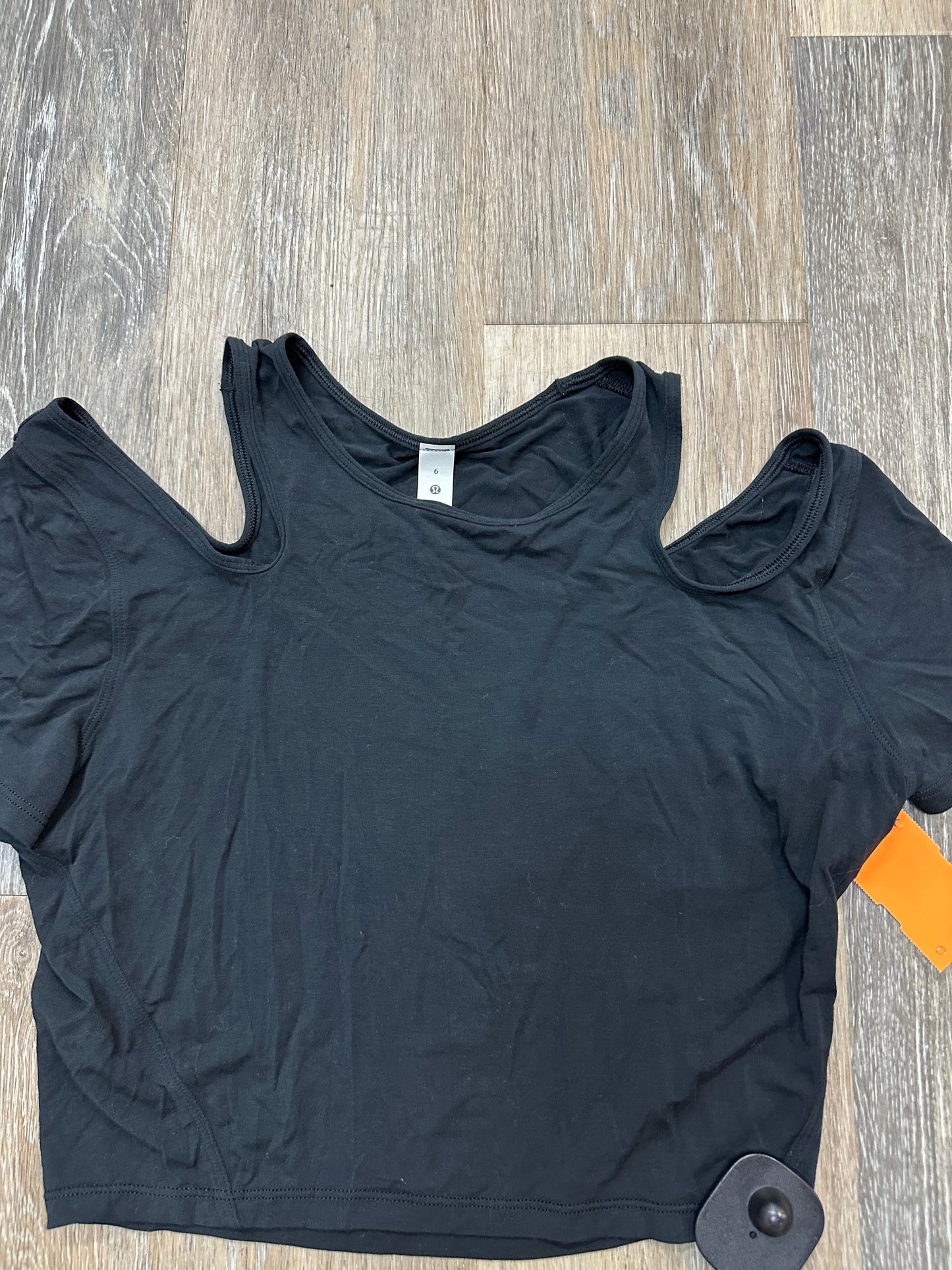 Athletic Top Short Sleeve By Lululemon In Black, Size: 6