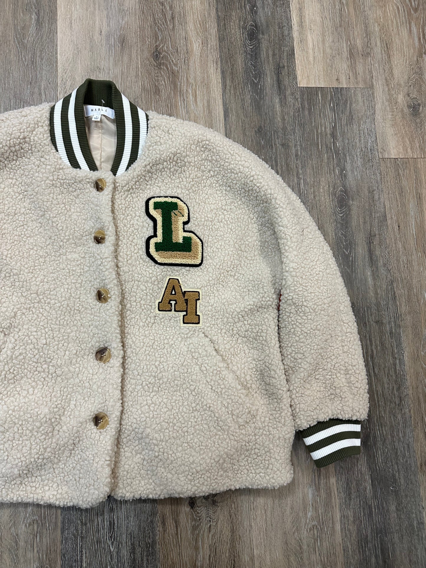 Jacket Faux Fur & Sherpa By Mable In Cream, Size: S