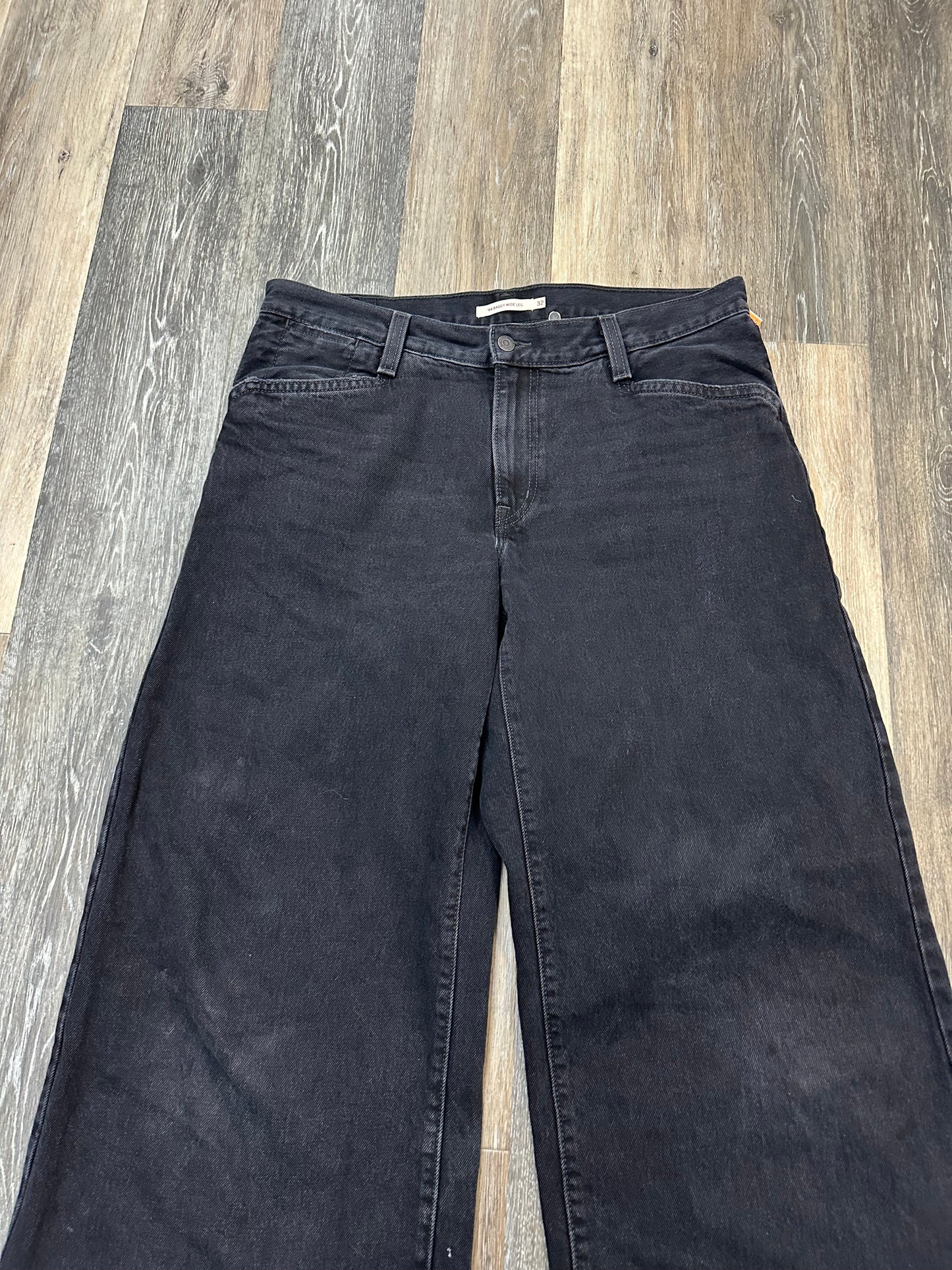 Jeans Wide Leg By Levis In Black Denim, Size: 14