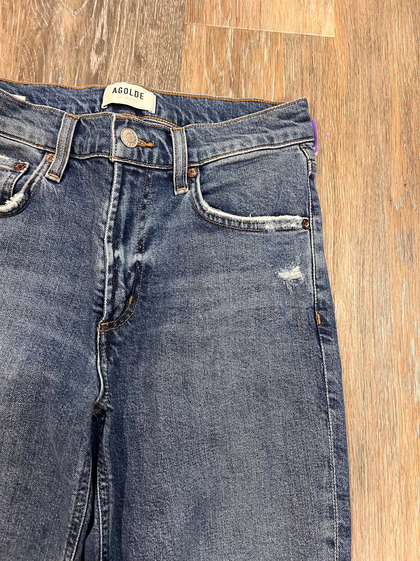 Jeans Straight By Agolde In Blue Denim, Size: 0/24