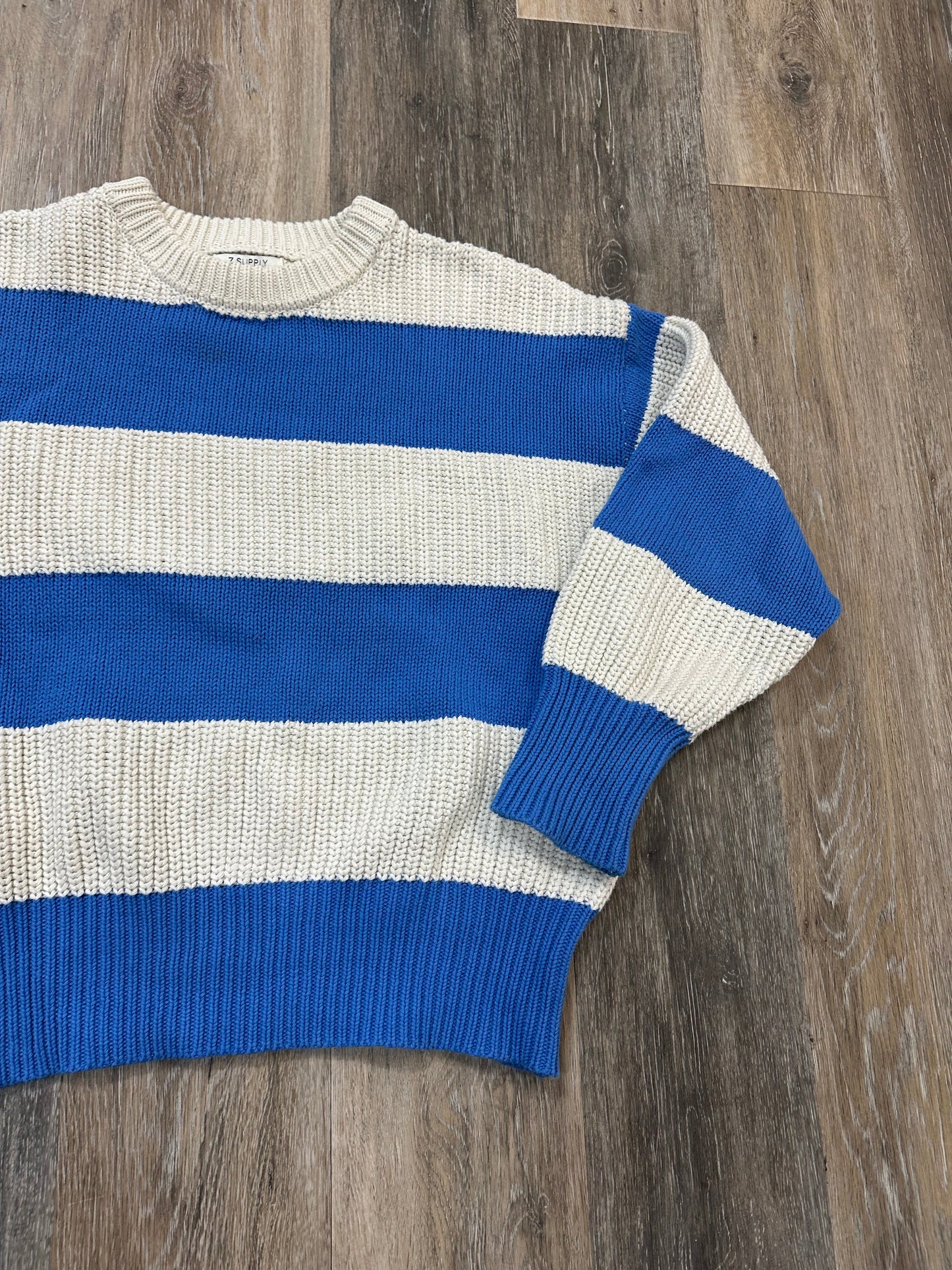 Sweater By Z Supply In Blue & Cream, Size: Xs