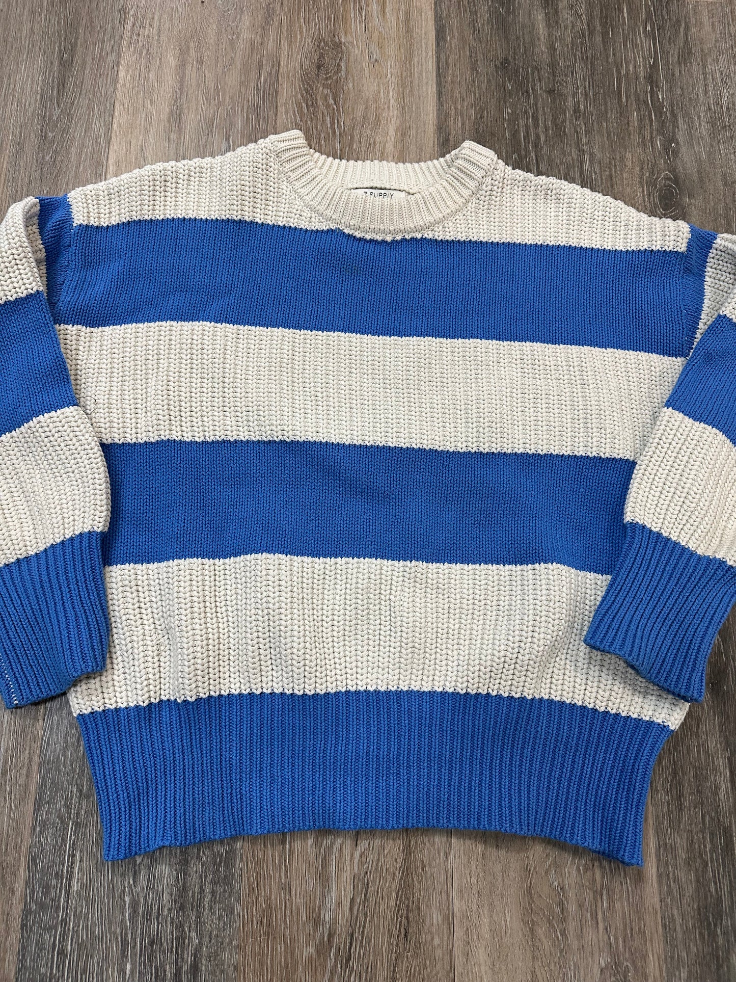 Sweater By Z Supply In Blue & Cream, Size: Xs