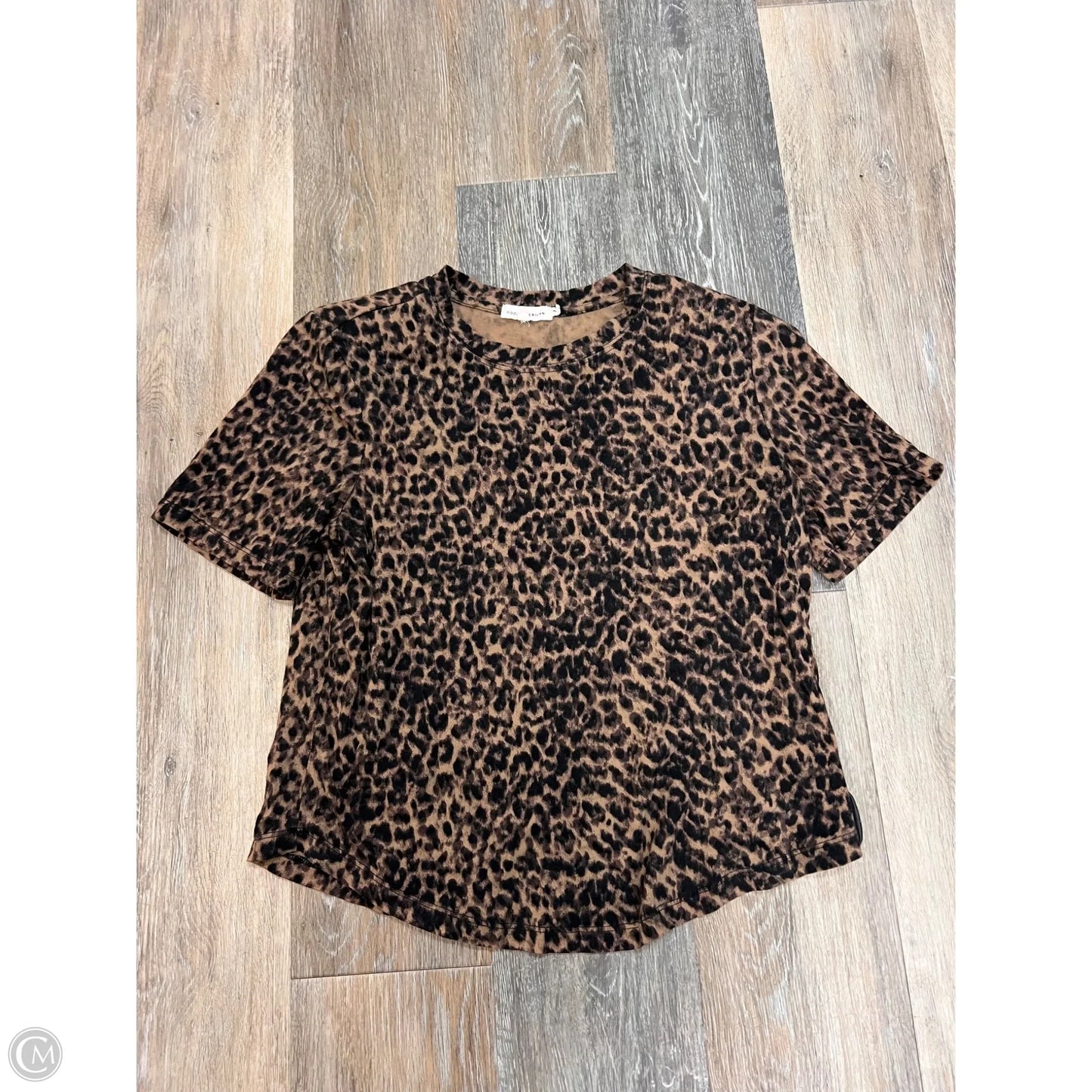 Top Short Sleeve By Good American In Animal Print, Size: S