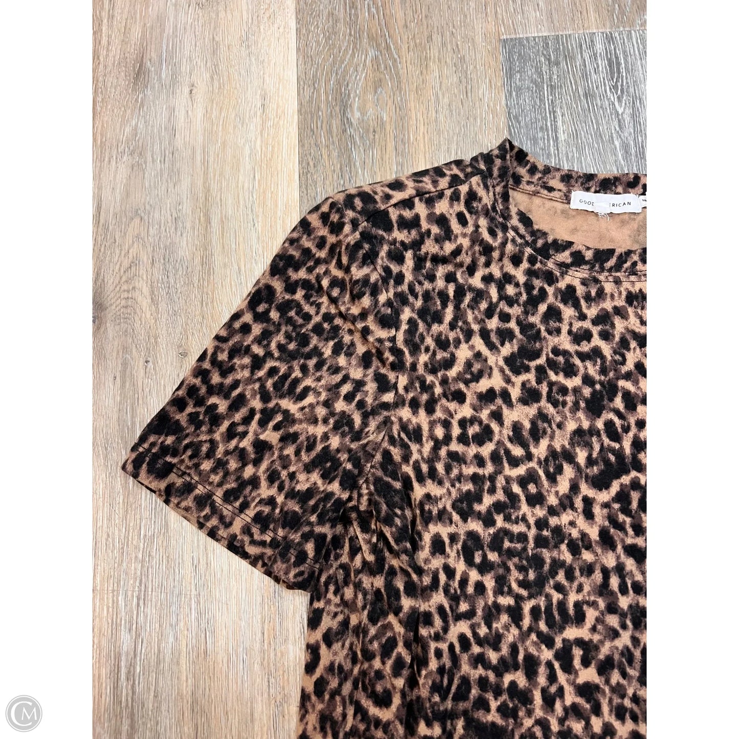 Top Short Sleeve By Good American In Animal Print, Size: S