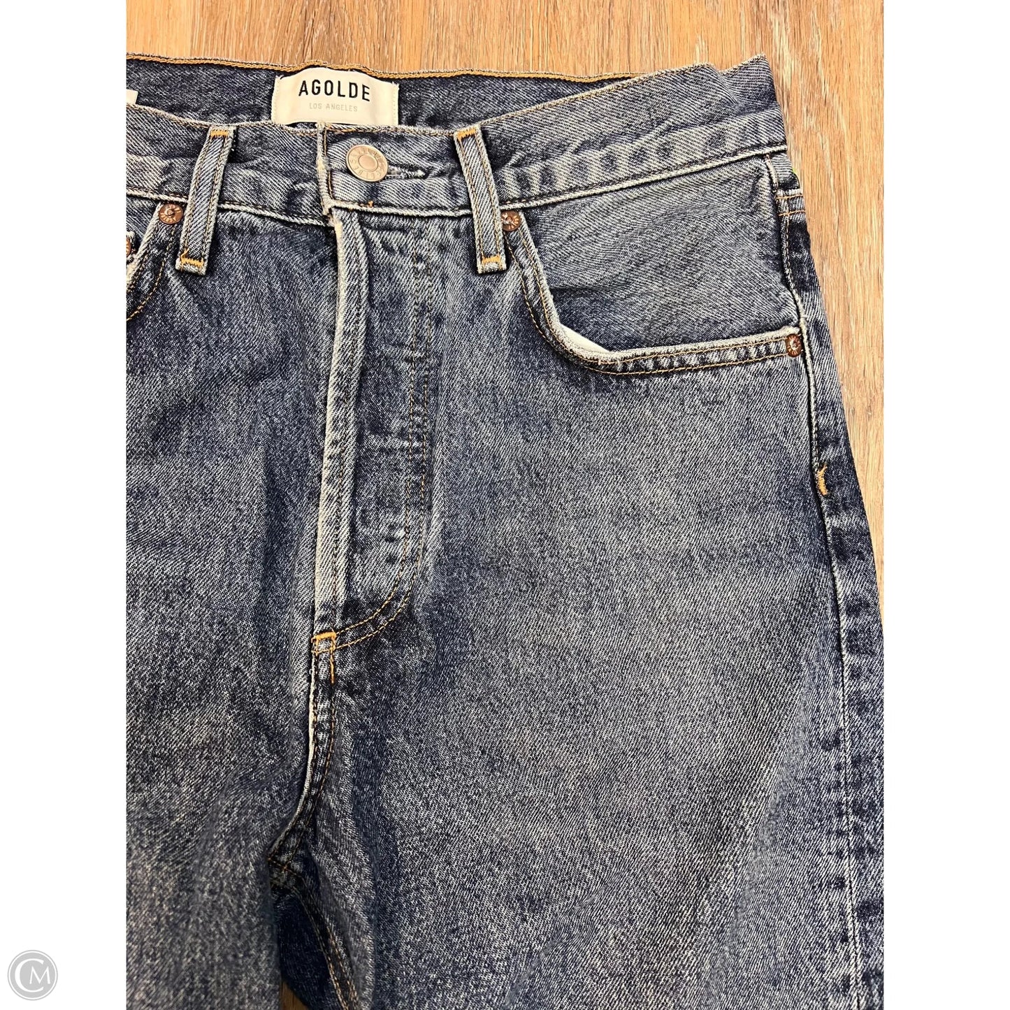 Jeans Straight By Agolde In Blue Denim, Size: 0/24