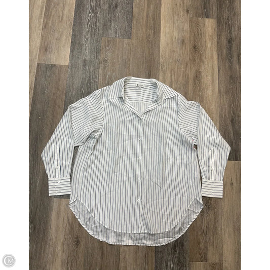 Blouse Long Sleeve By Lily Silk In Striped Pattern, Size: Xs