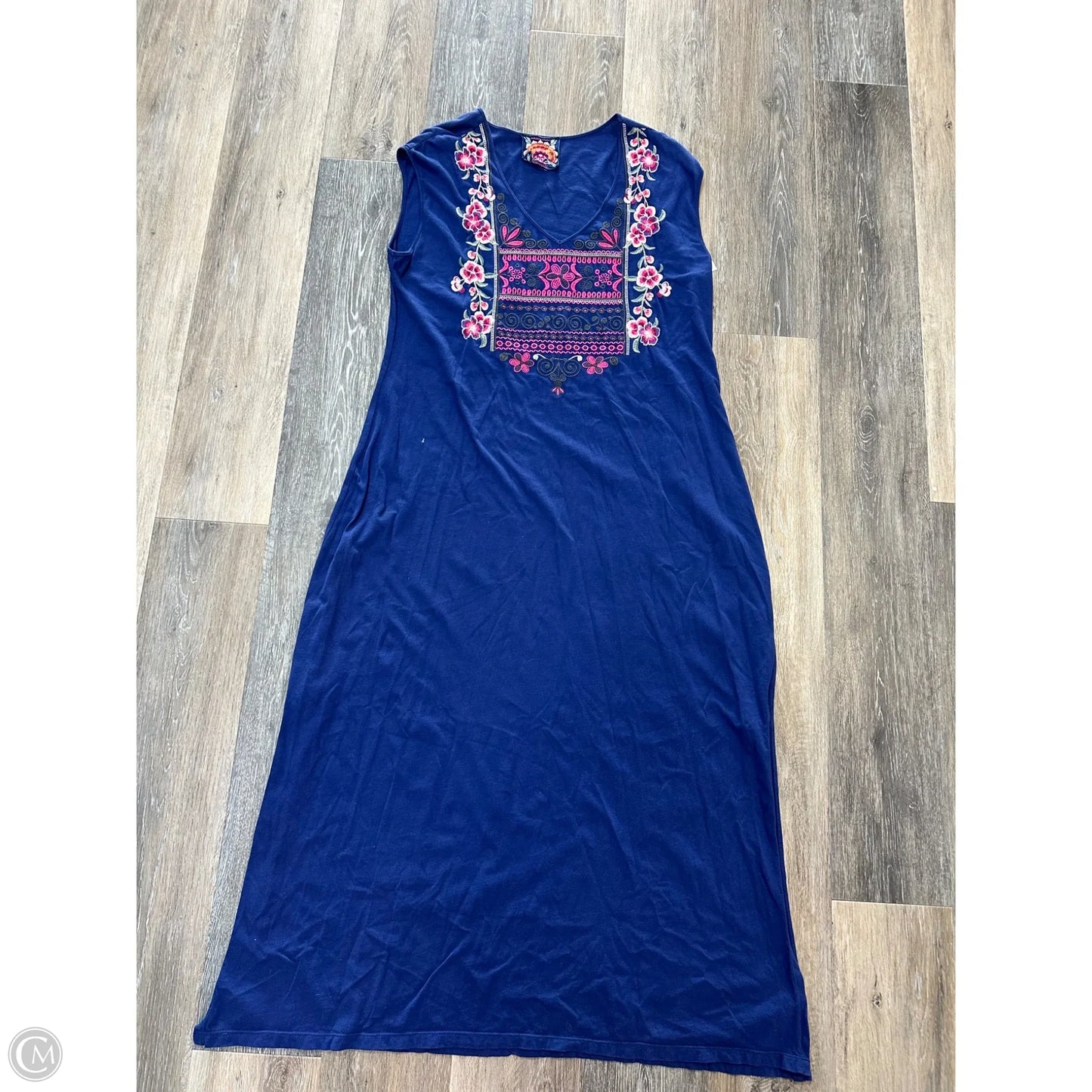 Dress Designer By Johnny Was In Blue, Size: M