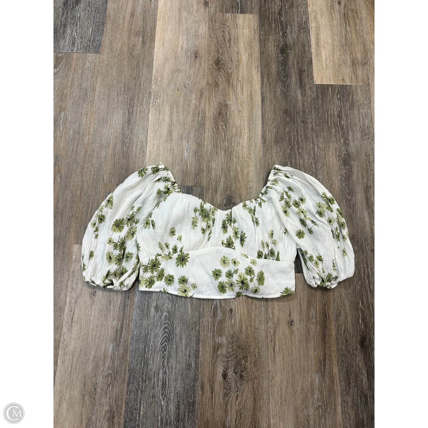 Blouse Long Sleeve By Abercrombie And Fitch In Green & White, Size: M