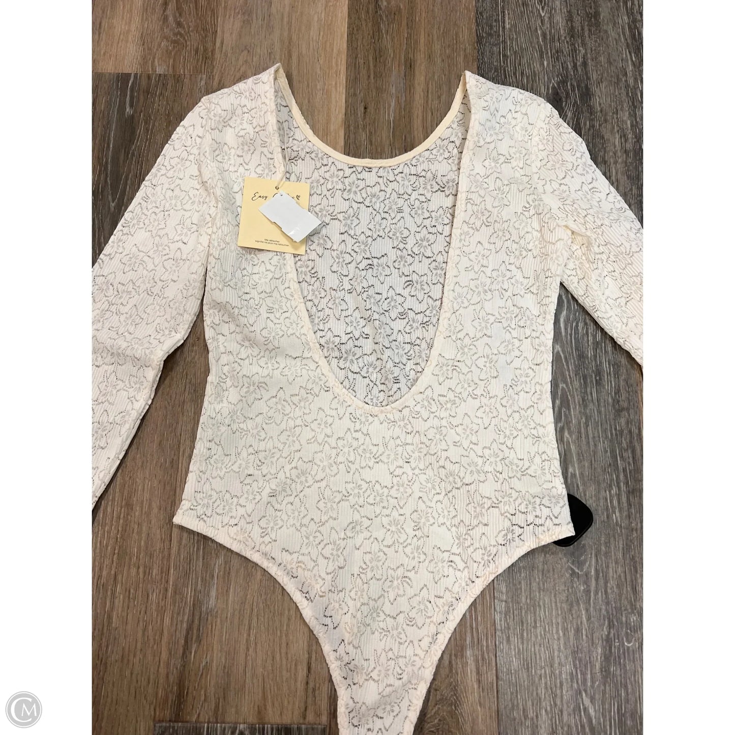 Bodysuit Long Sleeve By Easy Clothes In Cream, Size: M
