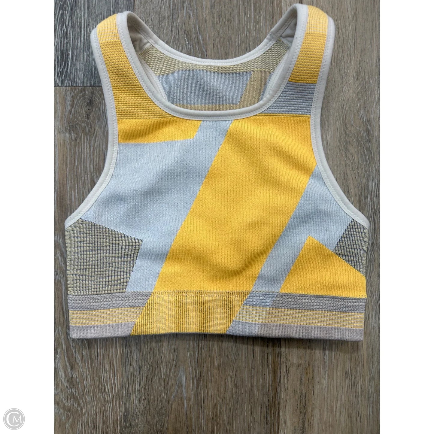 Athletic Bra By Nike Apparel In Grey & Yellow, Size: S