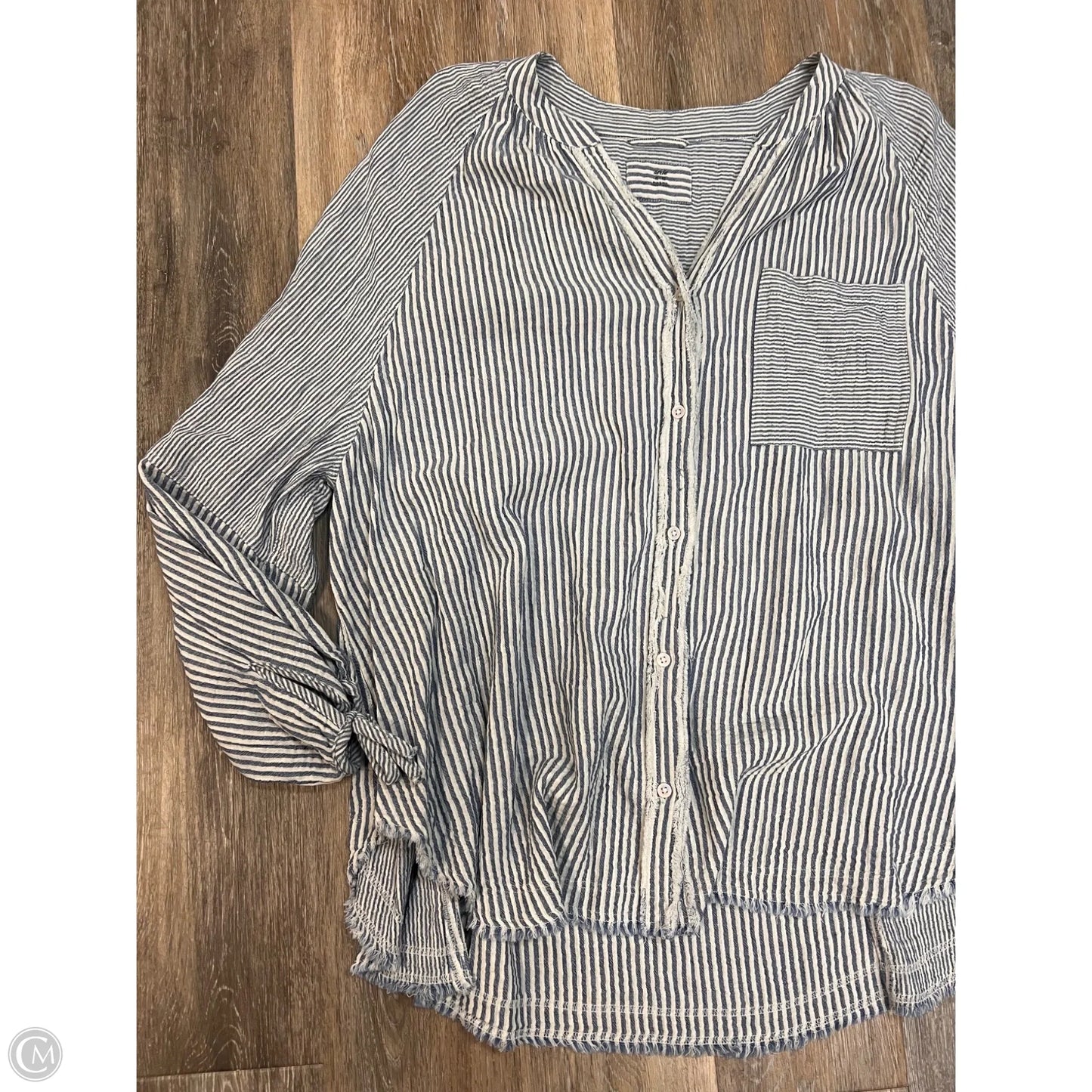 Blouse Long Sleeve By Aerie In Striped Pattern, Size: Xl