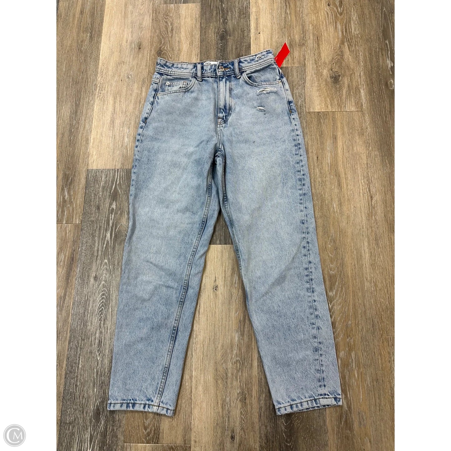 Jeans Straight By Zara In Blue Denim, Size: 4