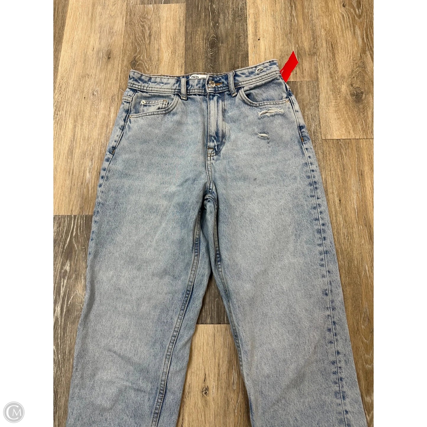 Jeans Straight By Zara In Blue Denim, Size: 4