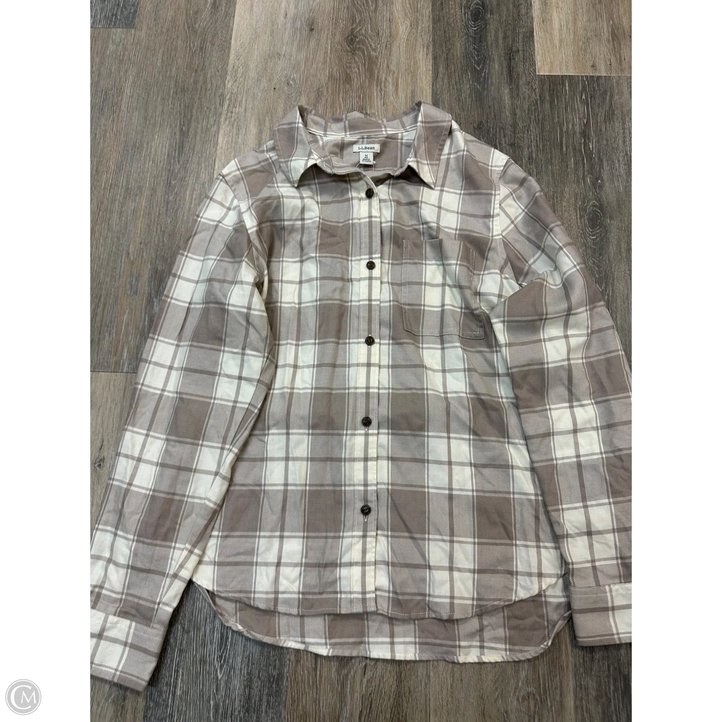 Blouse Long Sleeve By L.l. Bean In Polkadot Pattern, Size: M