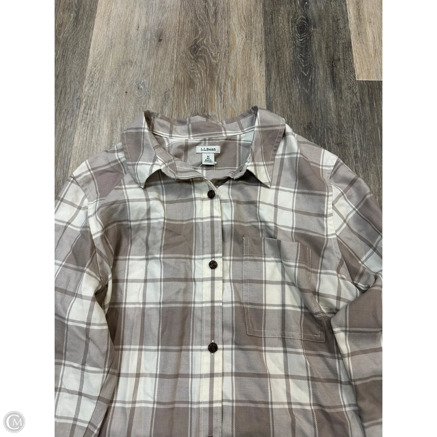 Blouse Long Sleeve By L.l. Bean In Polkadot Pattern, Size: M