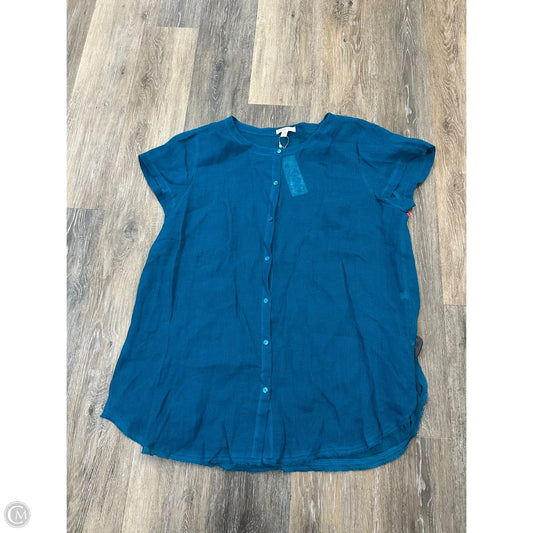 Blouse Short Sleeve By Eileen Fisher In Teal, Size: Xl