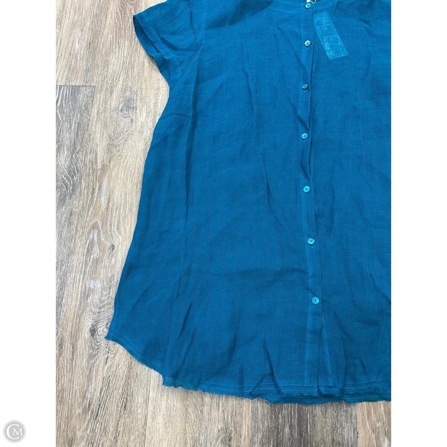 Blouse Short Sleeve By Eileen Fisher In Teal, Size: Xl