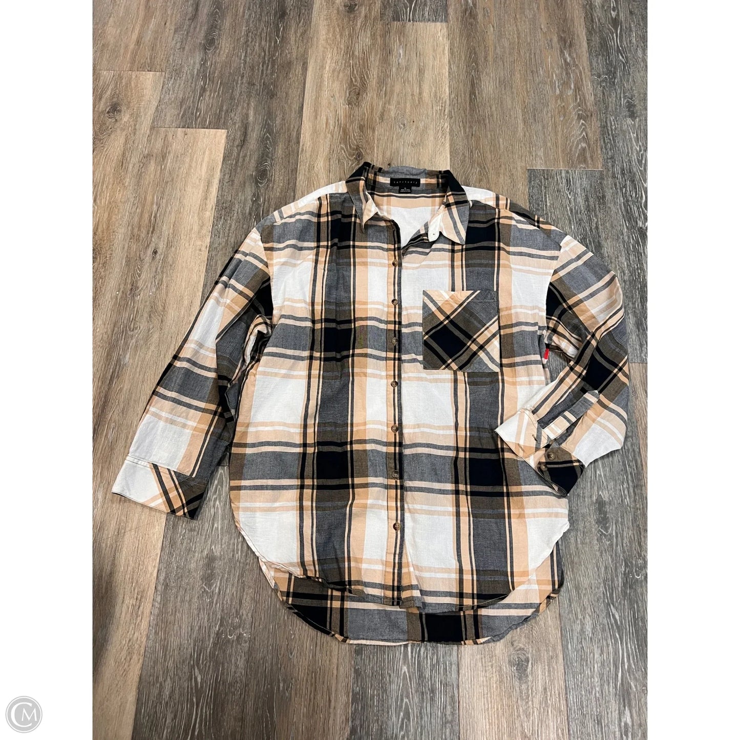 Blouse Long Sleeve By Sanctuary In Plaid Pattern, Size: Xl