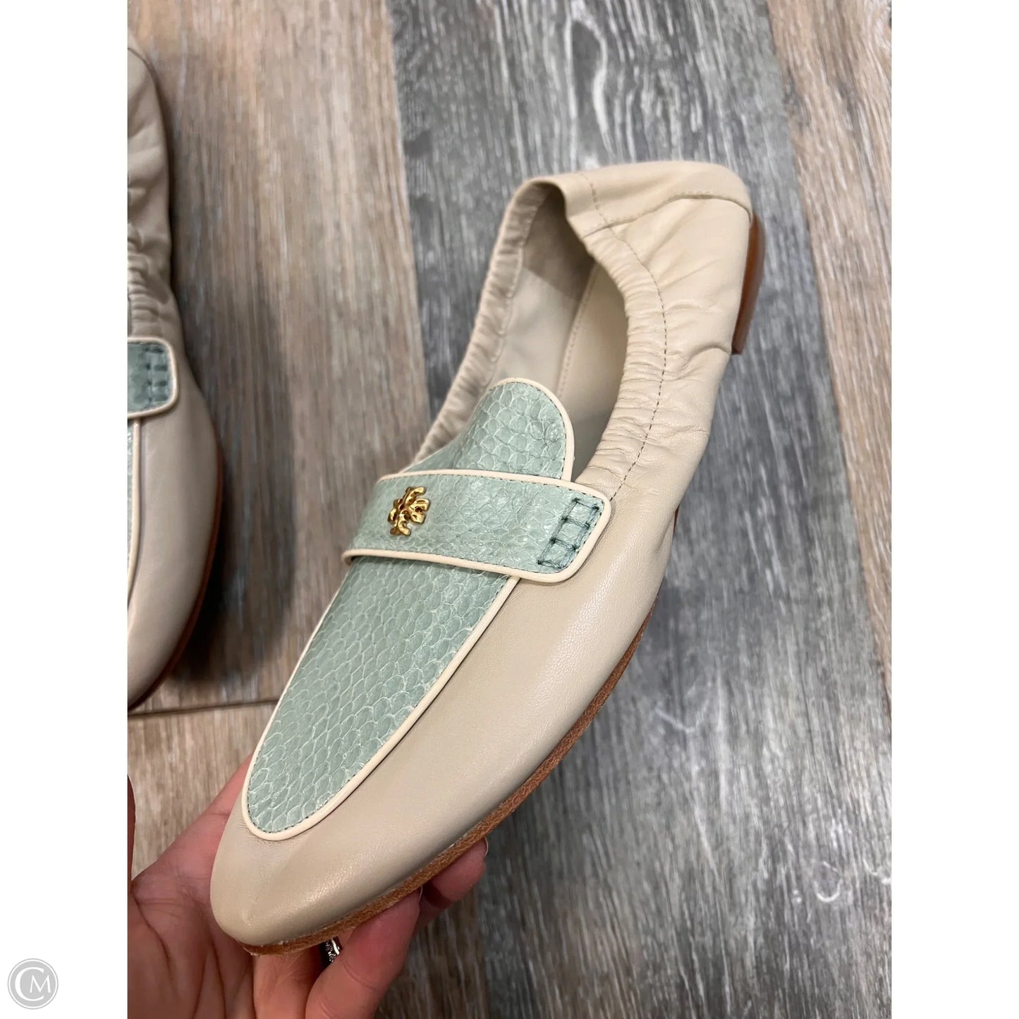 Shoes Designer By Tory Burch In Blue & Cream, Size: 9.5