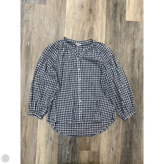 Blouse Long Sleeve By Rails In Blue & Cream, Size: M