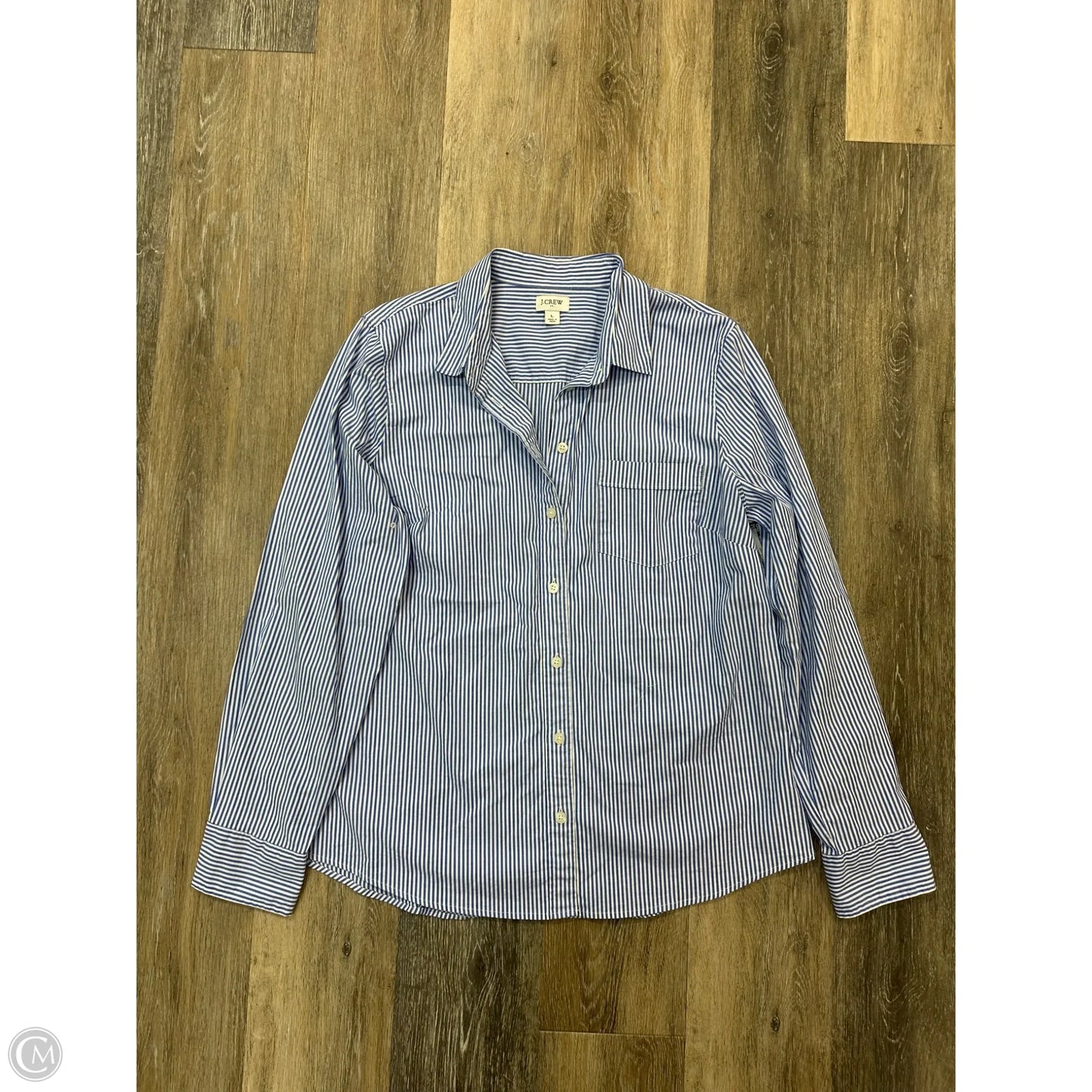 Blouse Long Sleeve By J. Crew In Striped Pattern, Size: L