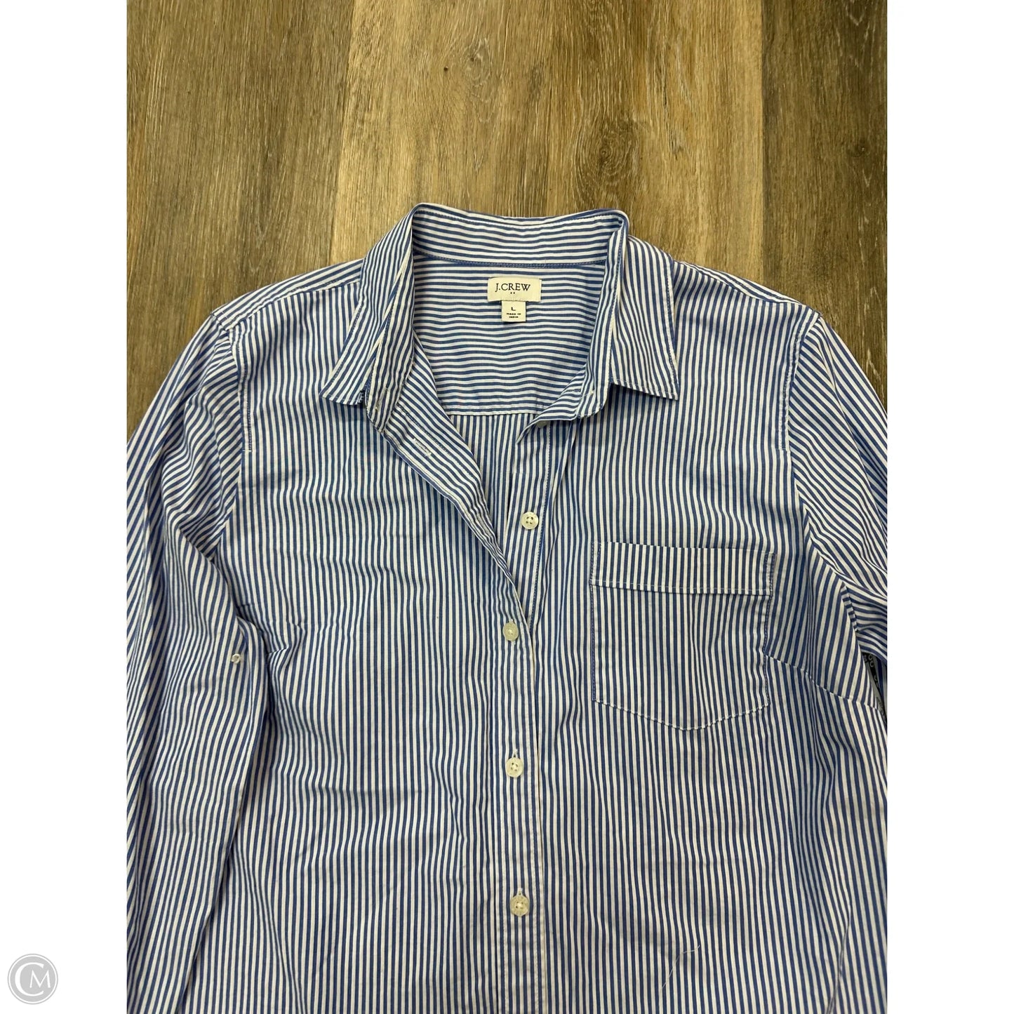 Blouse Long Sleeve By J. Crew In Striped Pattern, Size: L