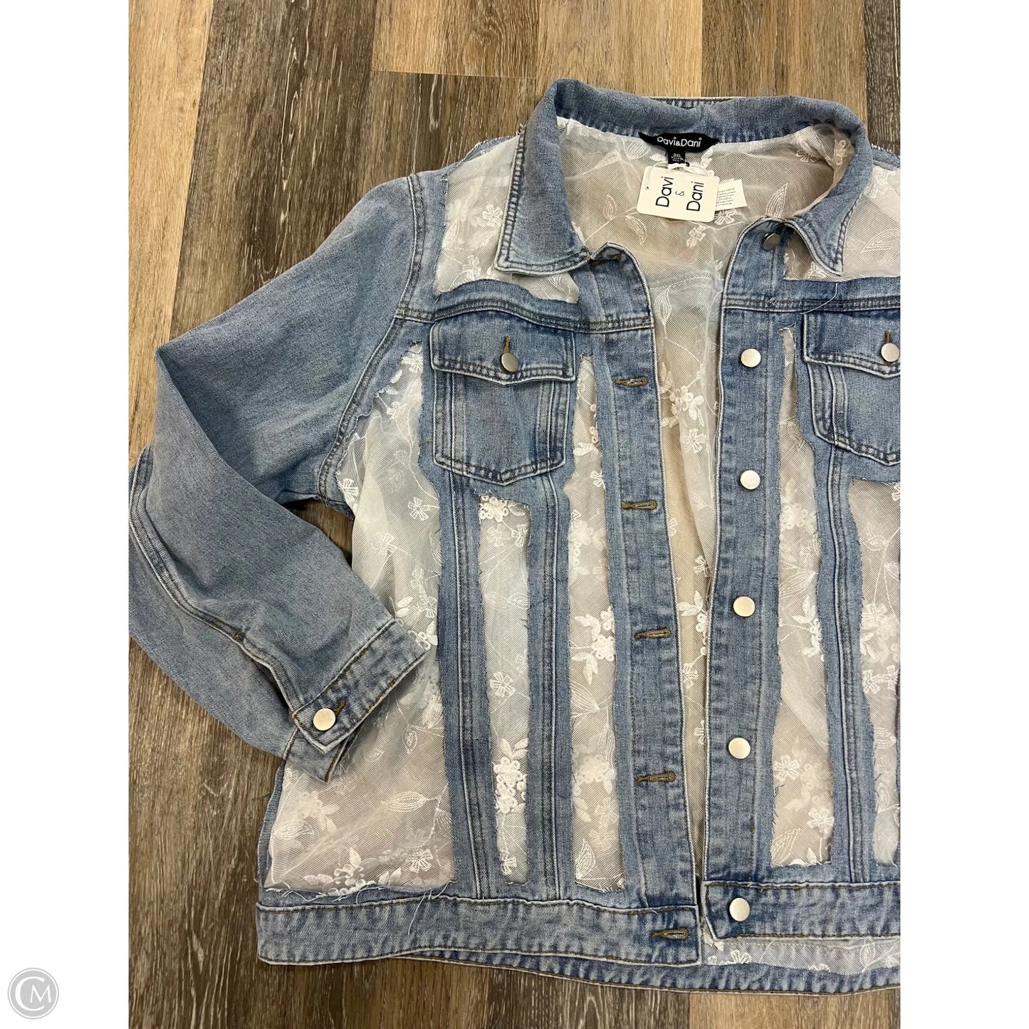 Jacket Denim By Davi & Dani In Blue Denim, Size: 3x