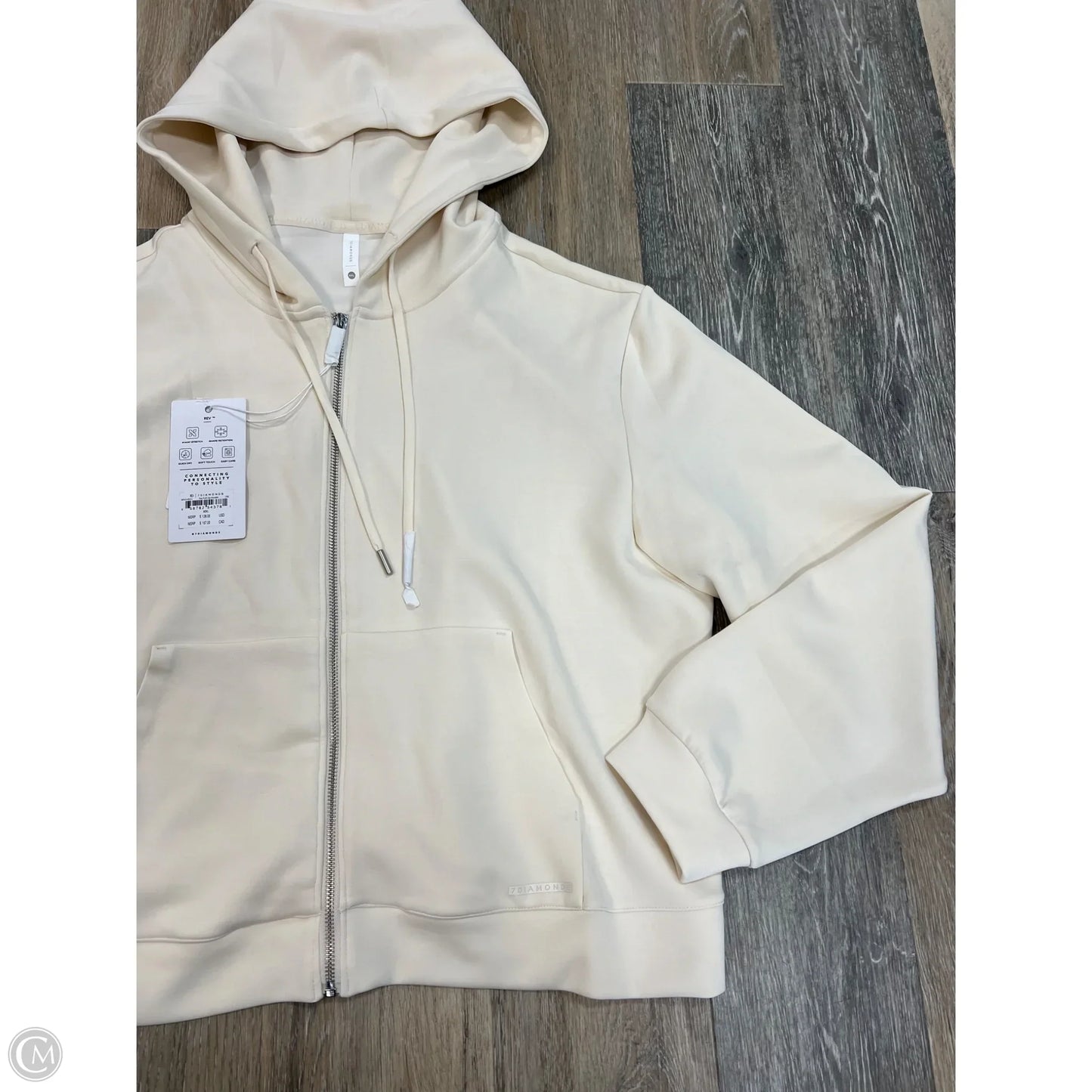 Athletic Sweatshirt Hoodie By 7 Diamonds In Cream, Size: Xxl