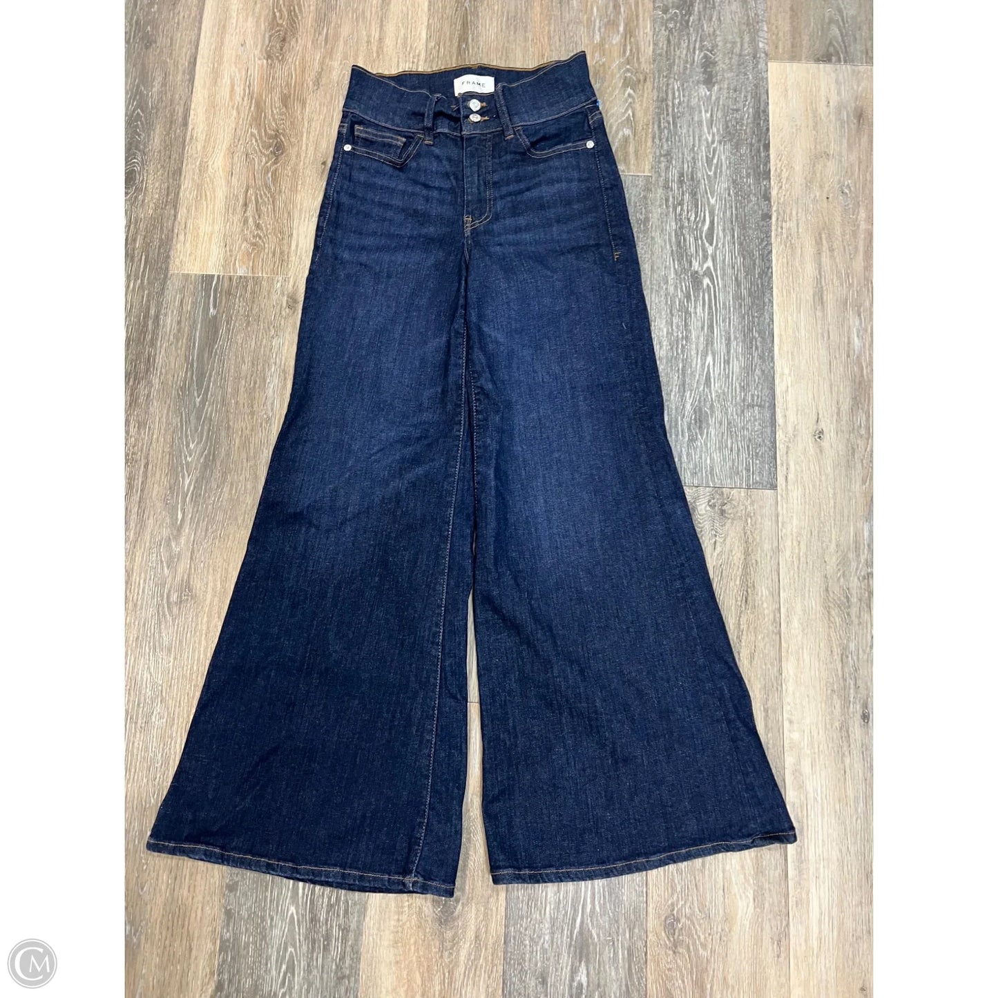 Jeans Wide Leg By Frame In Blue Denim, Size: 1/25