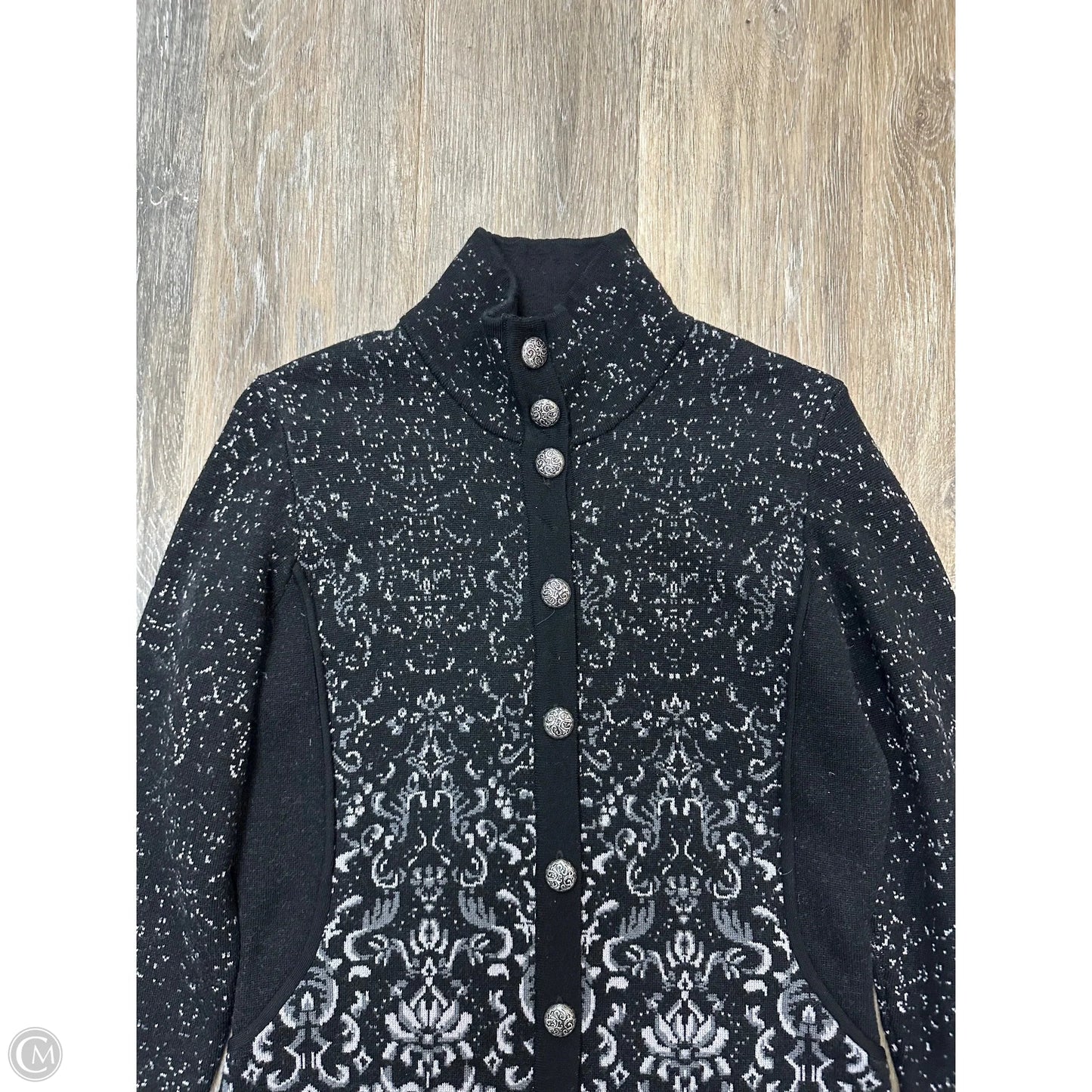 Sweater Cardigan By Icelandic Designs In Black & Grey, Size: S