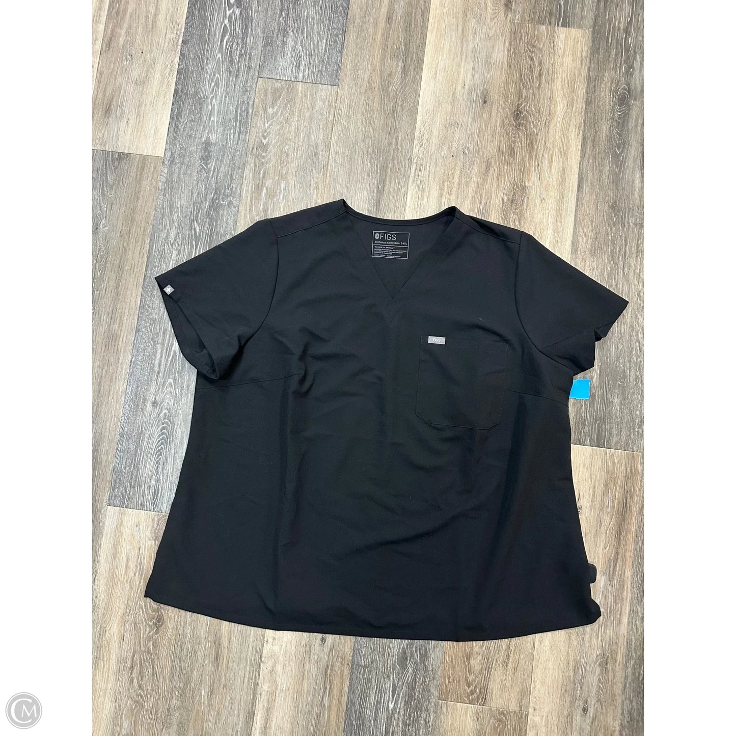 Athletic Top Short Sleeve By Figs In Black, Size: 4x