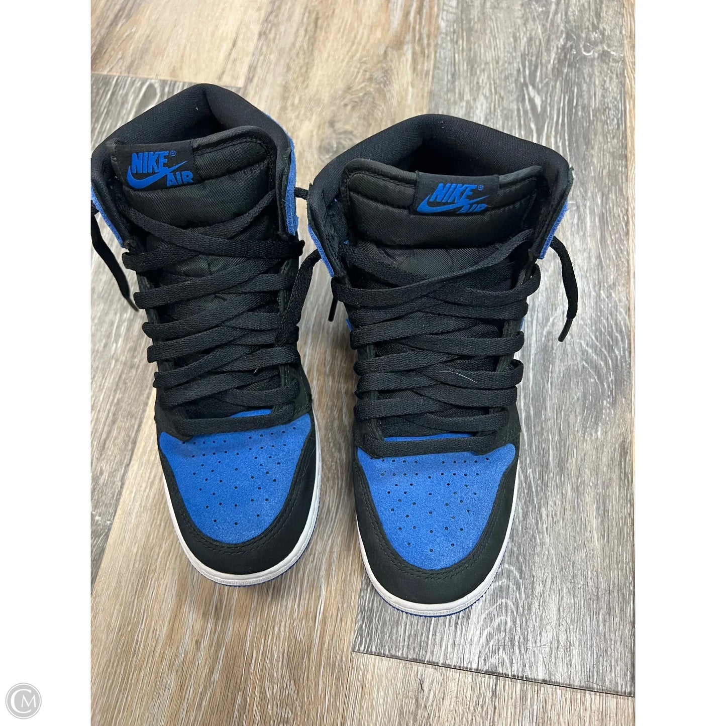 Shoes Luxury Designer By Jordan In Black & Blue, Size: 7.5 (Youth 6)