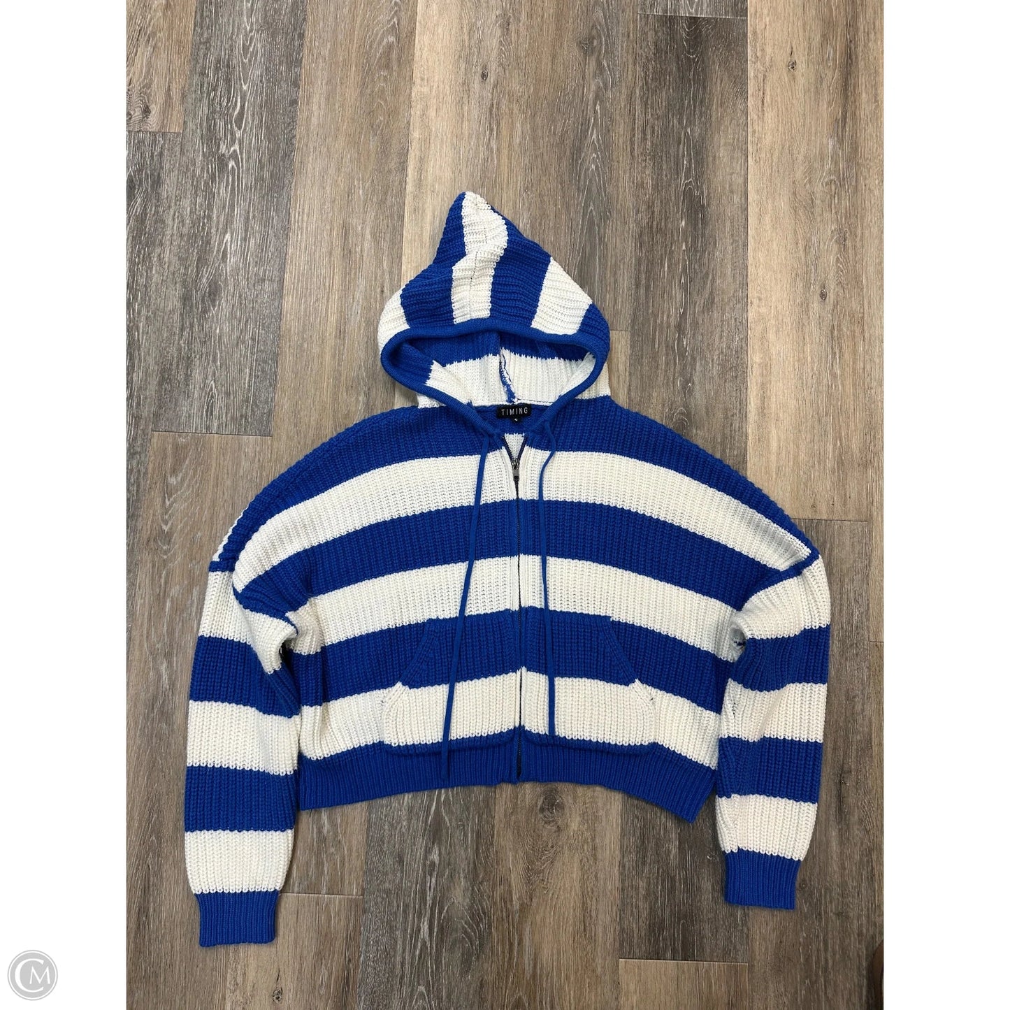 -Sweater By Timing In Blue & White, Size: S