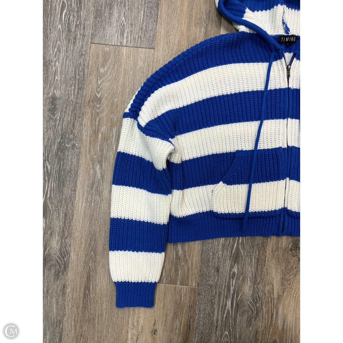 -Sweater By Timing In Blue & White, Size: S