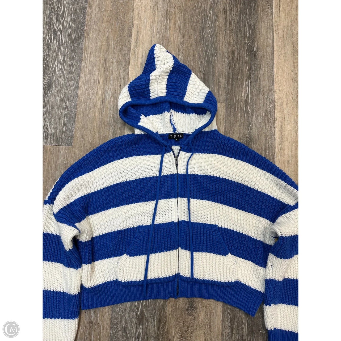 -Sweater By Timing In Blue & White, Size: S