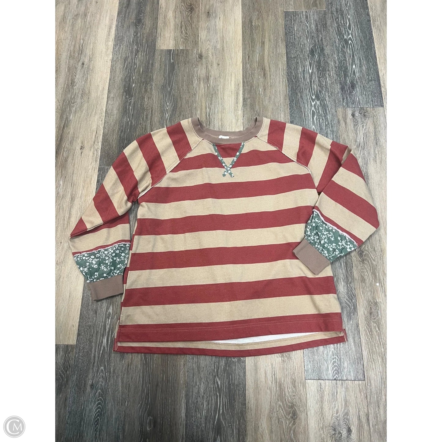 Top Long Sleeve By Bke In Striped Pattern, Size: L