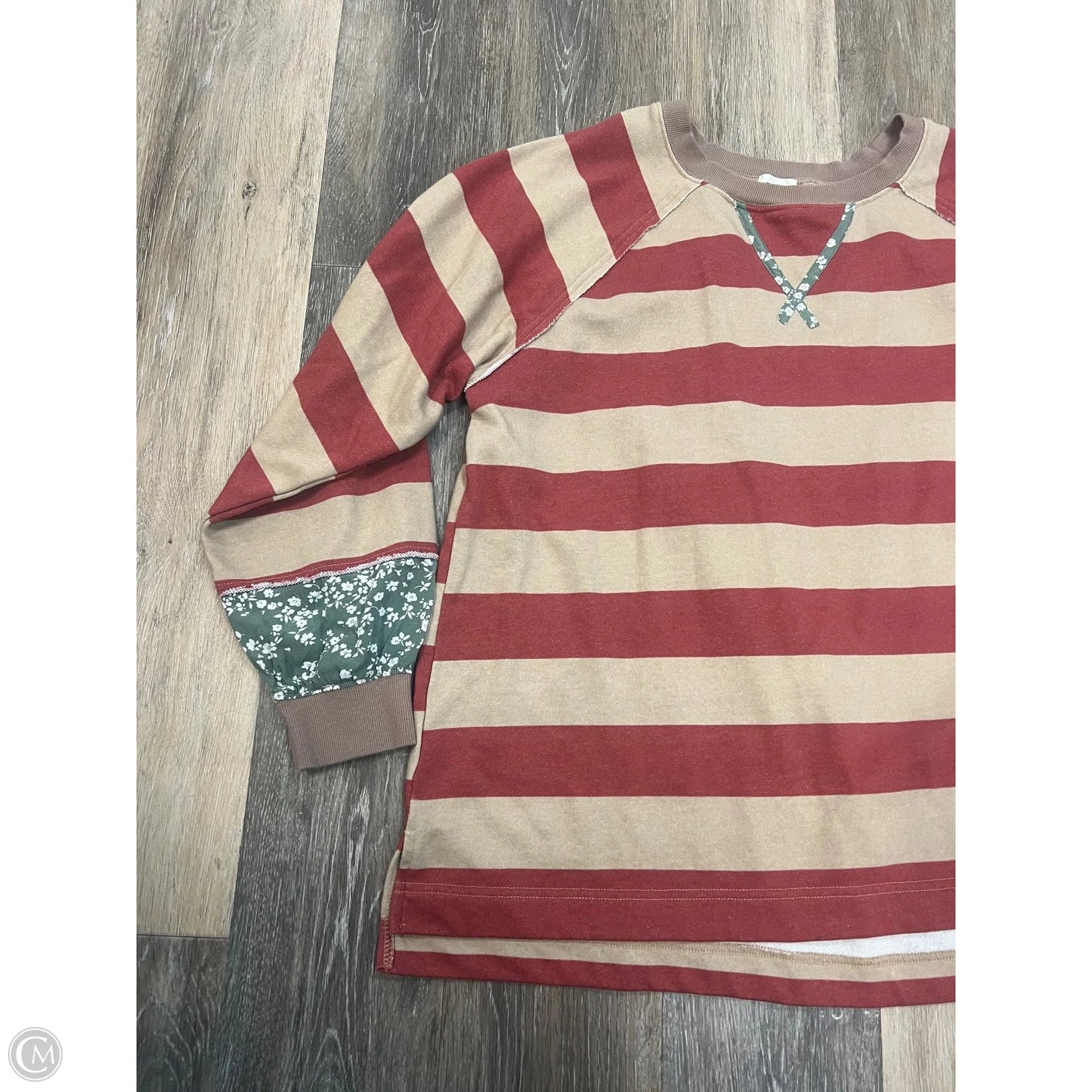 Top Long Sleeve By Bke In Striped Pattern, Size: L