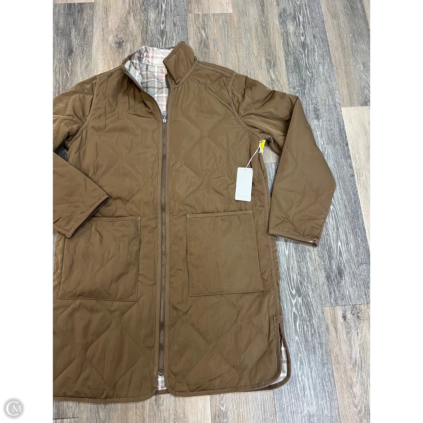 Jacket Puffer & Quilted By Thread And Supply In Tan, Size: L