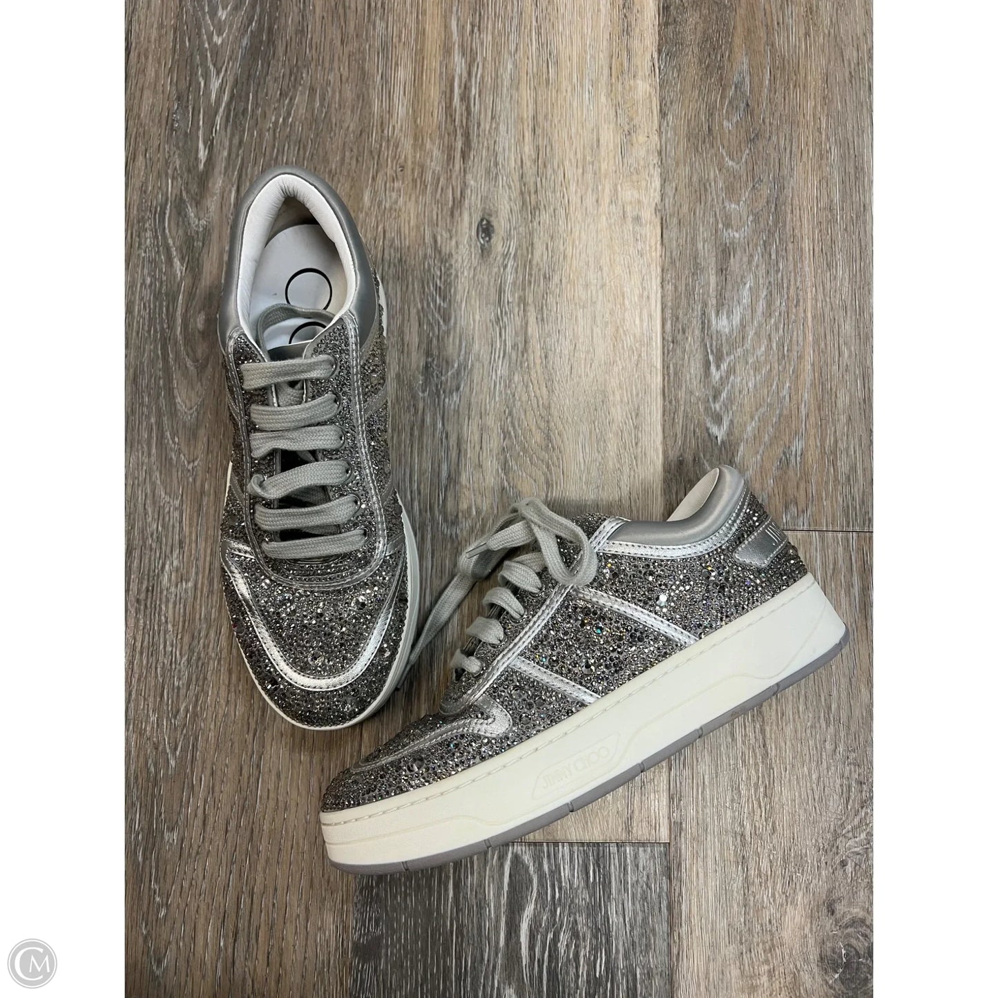 Shoes Luxury Designer By Jimmy Choo In Silver, Size: 6 (36)