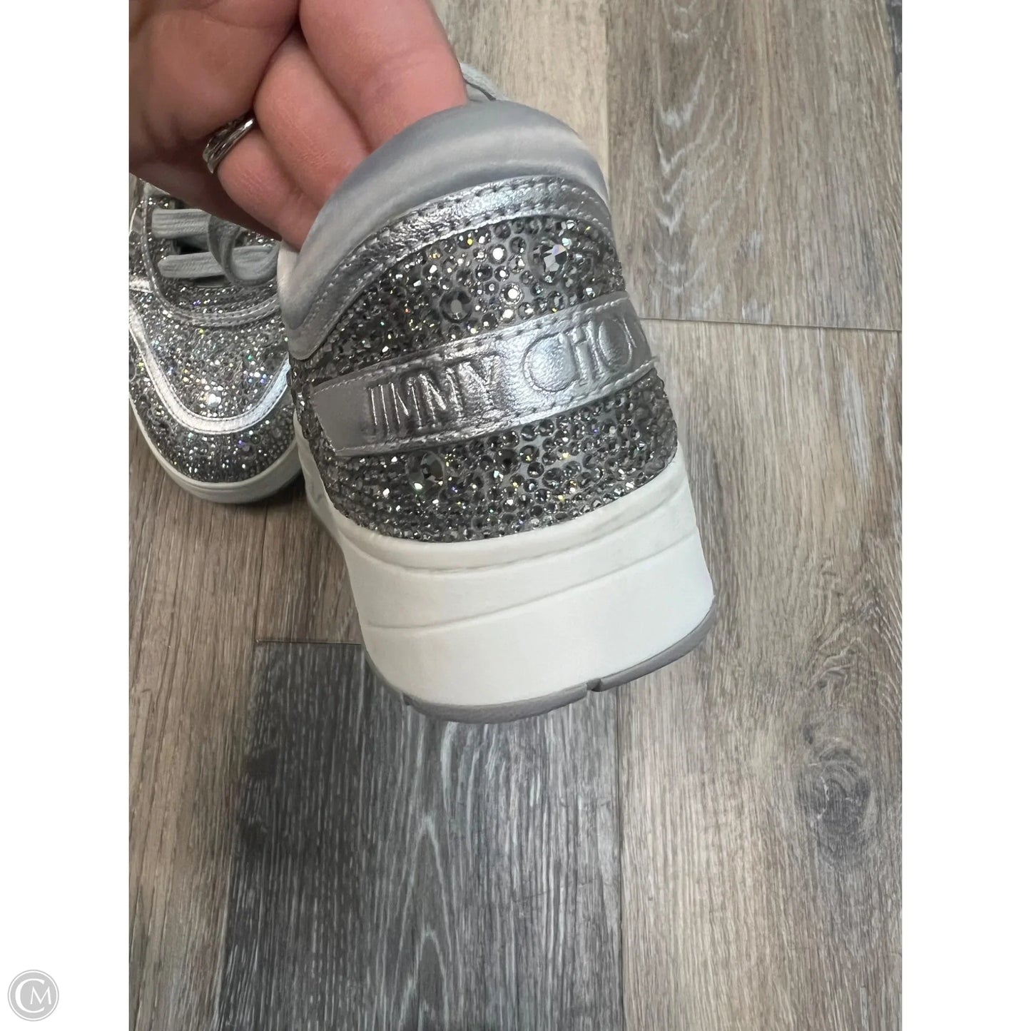 Shoes Luxury Designer By Jimmy Choo In Silver, Size: 6 (36)